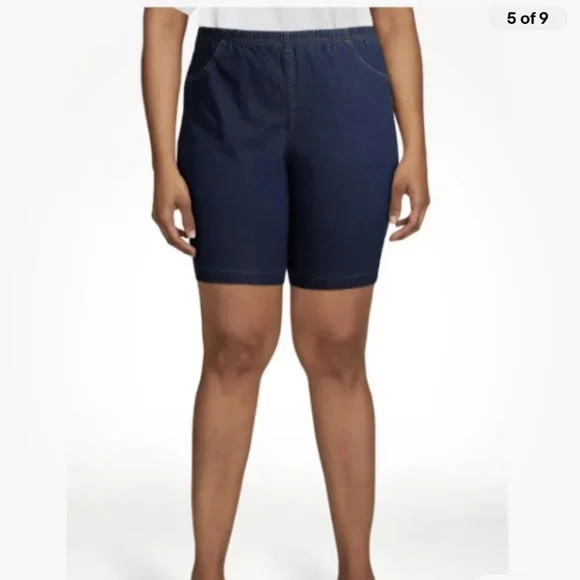 Just My Size Women’s Plus 4 Pocket Pull On Dark Indigo Shorts Size 3X NEW - Picture 5 of 9